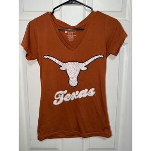 Colosseum Texas Longhorns Womens Small Burnt Orange Rhinestone V-Neck T-Shirt